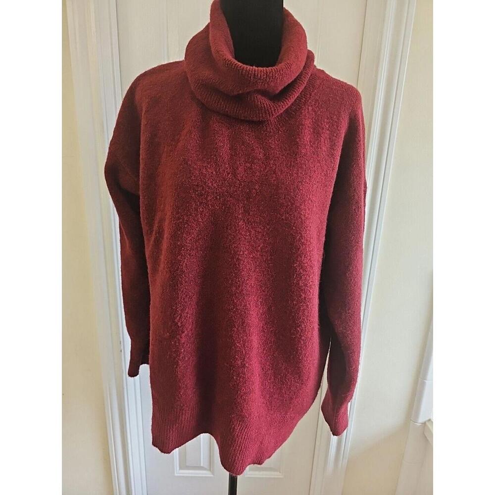 Mossimo Dutti‎ Women’s Wool Blend Sweater Large Burgundy Turtleneck